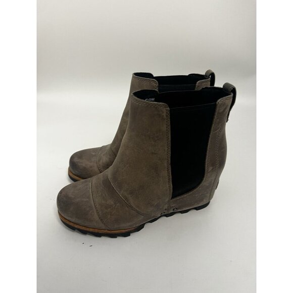 Sorel Lea Wedge Joan of Arctic Chelsea Leather Ankle Boot Booties Women 6.5 - Picture 2 of 9